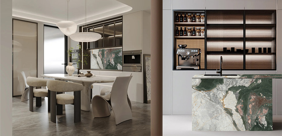 Panda Green Marble in Dining Room & Kitchen