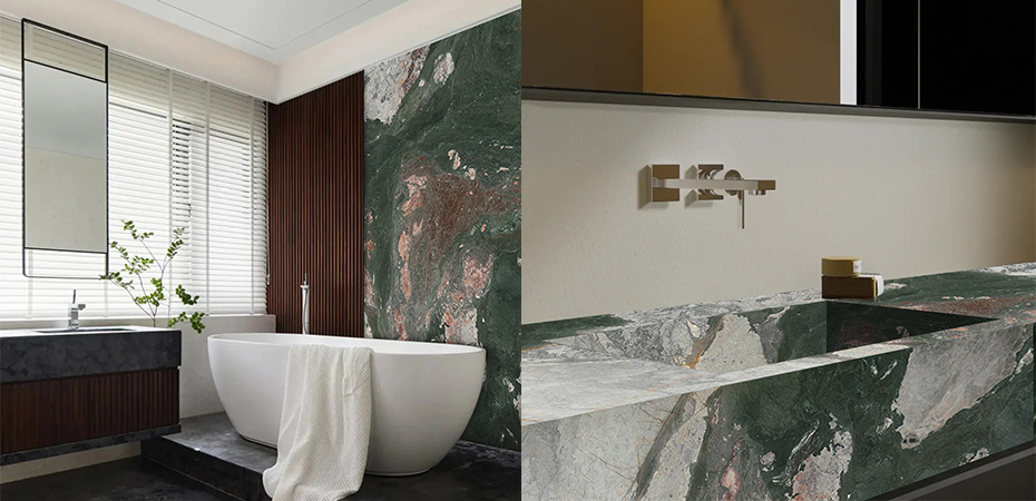 Panda Green Marble in Bathroom