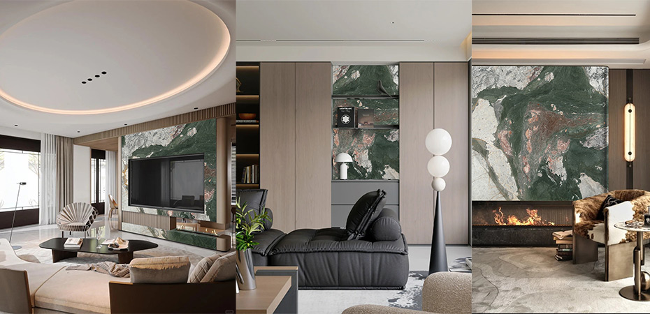 Panda Green Marble in Living Room