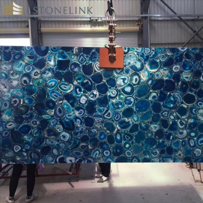 Blue agate slab