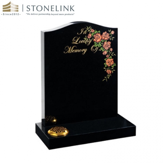 Black granite custom upright headstone