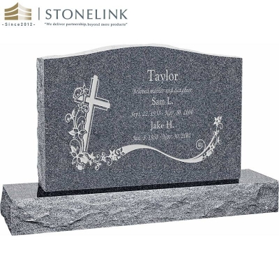 Colorful granite upright headstone