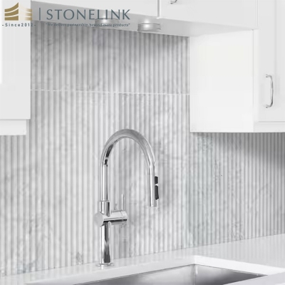 Carrara White honed fluted marble mosaic