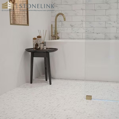 Carrara White squared honed marble mosaic