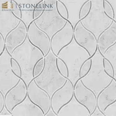 Carrara White curved pattern polished marble mosaic